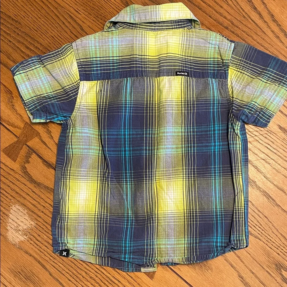 Hurley Kids Plaid Button Down Shirt size 3T, 100% cotton
